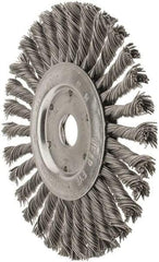 Value Collection - 7" OD, 7/8" Arbor Hole, Knotted Steel Wheel Brush - 1/2" Face Width, 1-11/16" Trim Length, 0.015" Filament Diam, 9,000 RPM - Apex Tool & Supply