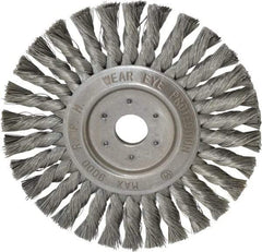 Value Collection - 7" OD, 7/8" Arbor Hole, Knotted Steel Wheel Brush - 1/2" Face Width, 1-11/16" Trim Length, 0.008" Filament Diam, 9,000 RPM - Apex Tool & Supply