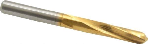M.A. Ford - 7/32" 135° Spiral Flute Solid Carbide Screw Machine Drill Bit - TiN Finish, Right Hand Cut, 1-1/4" Flute Length, 2-3/8" OAL, Split Point, Straight Shank - Apex Tool & Supply