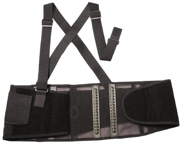 Ergodyne - Size M, Hook & Loop, Spandex Belt with Adjustable Shoulder Straps - 30 to 34" Waist, 8" Wide, Detachable Strap, Black - Apex Tool & Supply