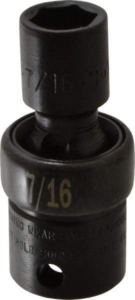 SK - 3/8" Drive 7/16" Standard Universal Impact Socket - 6 Points, 2-1/8" OAL - Apex Tool & Supply
