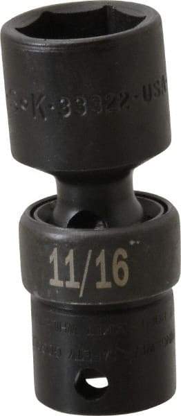SK - 3/8" Drive 11/16" Standard Universal Impact Socket - 6 Points, 2-23/64" OAL - Apex Tool & Supply