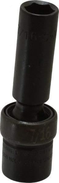 SK - 3/8" Drive 7/16" Deep Universal Impact Socket - 6 Points, 3-1/8" OAL - Apex Tool & Supply