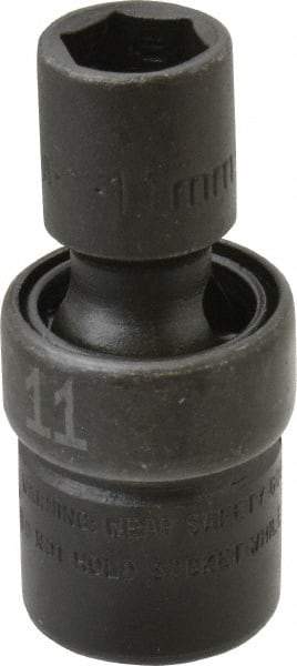 SK - 3/8" Drive 11mm Standard Universal Impact Socket - 6 Points, 2-1/8" OAL - Apex Tool & Supply