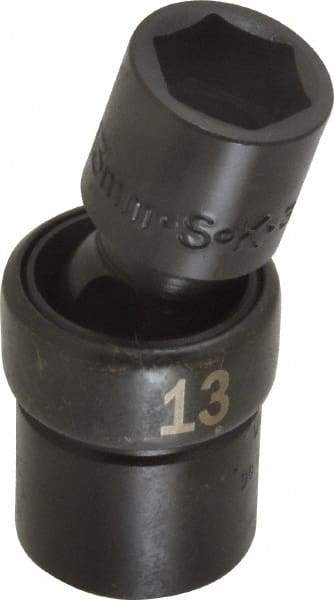 SK - 3/8" Drive 13mm Standard Universal Impact Socket - 6 Points, 2-9/64" OAL - Apex Tool & Supply