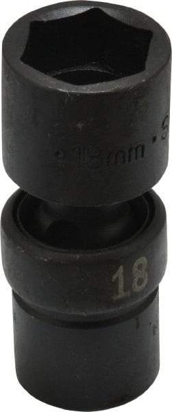SK - 3/8" Drive 18mm Standard Universal Impact Socket - 6 Points, 2-23/64" OAL - Apex Tool & Supply