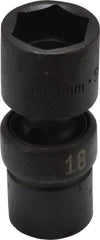 SK - 3/8" Drive 18mm Standard Universal Impact Socket - 6 Points, 2-23/64" OAL - Apex Tool & Supply