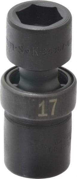 SK - 1/2" Drive 17mm Standard Universal Impact Socket - 6 Points, 2-51/64" OAL - Apex Tool & Supply