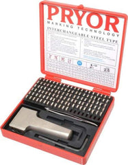 Pryor - 112 Piece, 3/32 Inch Character, Hardened Steel Type Set - 12 Character Capacity - Apex Tool & Supply