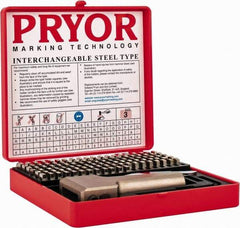 Pryor - 112 Piece, 1/8 Inch Character, Hardened Steel Type Set - 9 Character Capacity - Apex Tool & Supply