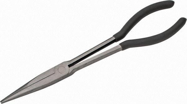 Value Collection - 11" OAL, 4" Jaw Length x 11/16" Jaw Width, Long Nose Pliers - Serrated Jaw, Straight Head, Plastic Dipped Handles - Apex Tool & Supply
