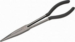 Value Collection - 11" OAL, 4" Jaw Length x 11/16" Jaw Width, Long Nose Pliers - Serrated Jaw, Straight Head, Plastic Dipped Handles - Apex Tool & Supply