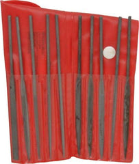 Value Collection - 10 Piece Swiss Pattern File Set - 5-1/2" Long, 2 Coarseness, Round Handle, Set Includes Barrette, Crossing, Equalling, Flat, Half Round, Knife, Marking, Round, Three Square - Apex Tool & Supply