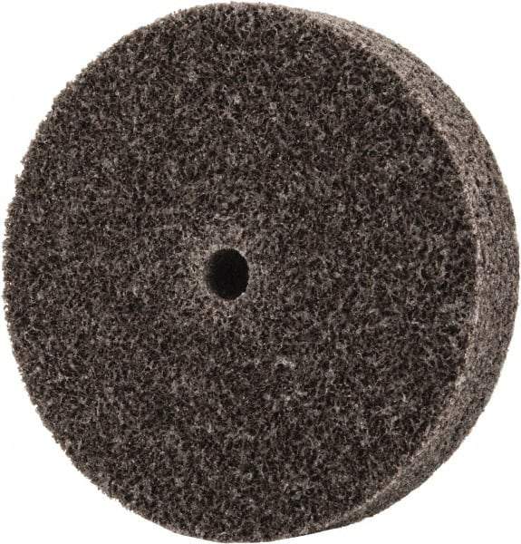 3M - 2-1/2" Diam, 1/2" Face Width, 1/4" Center Hole, Medium Grade, Aluminum Oxide Deburring Wheel - Unitized, Hard Density 7 Grade, 18,100 RPM - Apex Tool & Supply