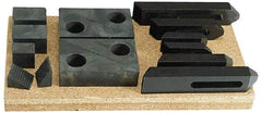 TE-CO - 13 Piece Fixturing Step Block & Clamp Set with 1-1/2" Step Block, 3/4 Stud Thread - Includes 6 Serrated End Clamps, 6 Step Blocks, Holder - Apex Tool & Supply