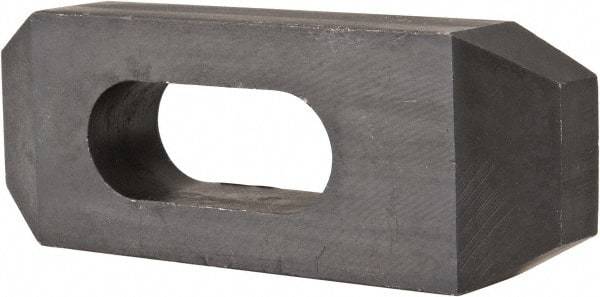 Value Collection - 5/8" Stud, Heat Treated Steel, Plain Strap Clamp - 1.772" Travel, 4" OAL x 1-1/2" Wide x 3/4" High, Black Oxide, Tapered Nose - Apex Tool & Supply