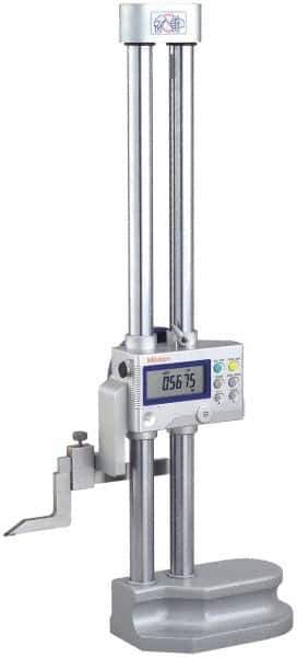 Mitutoyo - 12" Electronic Height Gage - 0.0005, 0.0002" (Switchable) Resolution, Accurate to 0.001", LCD Display, SPC Data Output - Apex Tool & Supply