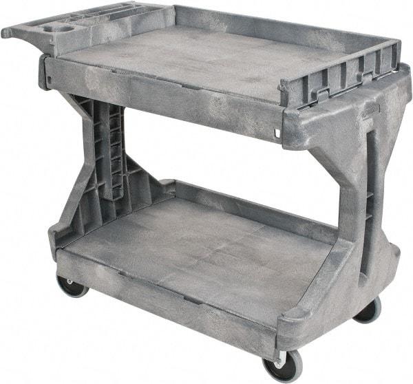 Akro-Mils - 400 Lb Capacity, 24-1/2" Wide x 45" Long x 32" High Standard Utility Cart - 2 Shelf, Plastic, 2 Rigid/2 Swivel Casters - Apex Tool & Supply