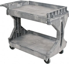 Akro-Mils - 400 Lb Capacity, 24-1/2" Wide x 45" Long x 32" High Standard Utility Cart - 2 Shelf, Plastic, 2 Rigid/2 Swivel Casters - Apex Tool & Supply
