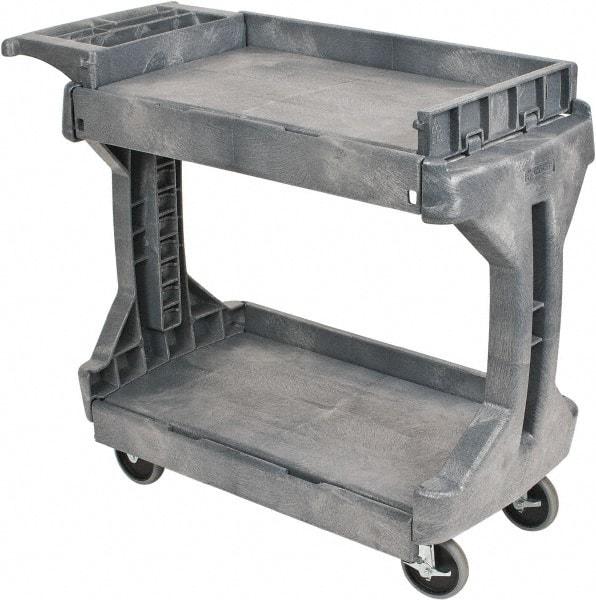 Akro-Mils - 400 Lb Capacity, 19" Wide x 41-1/2" Long x 34-3/4" High Standard Utility Cart - 2 Shelf, Plastic, 2 Rigid/2 Swivel Casters - Apex Tool & Supply