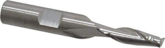 RobbJack - 1/4", 3/4" LOC, 3/8" Shank Diam, 2-1/2" OAL, 2 Flute, Solid Carbide Square End Mill - Single End, Uncoated, Spiral Flute, 30° Helix, Centercutting, Right Hand Cut, Right Hand Flute, Series T12-203 - Apex Tool & Supply