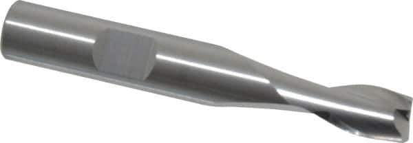 RobbJack - 5/16", 7/16" LOC, 3/8" Shank Diam, 2-1/2" OAL, 2 Flute, Solid Carbide Square End Mill - Single End, Uncoated, Spiral Flute, 30° Helix, Centercutting, Right Hand Cut, Right Hand Flute, Series T12-201 - Apex Tool & Supply