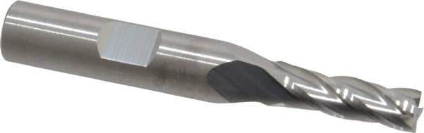 RobbJack - 1/4", 3/4" LOC, 3/8" Shank Diam, 2-1/2" OAL, 4 Flute, Solid Carbide Square End Mill - Single End, Uncoated, Spiral Flute, 30° Helix, Centercutting, Right Hand Cut, Right Hand Flute, Series T12-405 - Apex Tool & Supply