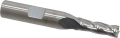 RobbJack - 1/4", 3/4" LOC, 3/8" Shank Diam, 2-1/2" OAL, 4 Flute, Solid Carbide Square End Mill - Single End, Uncoated, Spiral Flute, 30° Helix, Centercutting, Right Hand Cut, Right Hand Flute, Series T12-405 - Apex Tool & Supply