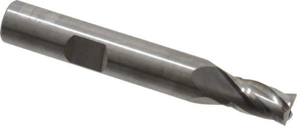 RobbJack - 9/32", 7/16" LOC, 3/8" Shank Diam, 2-1/2" OAL, 4 Flute, Solid Carbide Square End Mill - Single End, Uncoated, Spiral Flute, 30° Helix, Centercutting, Right Hand Cut, Right Hand Flute, Series T12-403 - Apex Tool & Supply