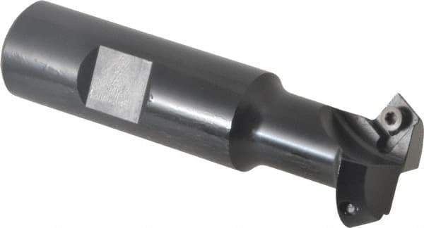Kennametal - 30° Lead Angle, 1.077" Max Cut Diam, 3/4" Min Cut Diam, 6.6mm Max Depth of Cut, Indexable Chamfer and Angle End Mill - 2 Inserts, SDEB 26152 Insert Style, 3-1/4" Overall Length, Straight Shank - Apex Tool & Supply