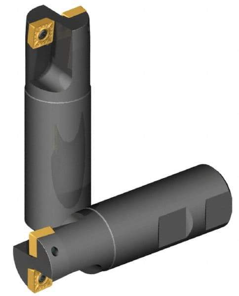 Kennametal - 1-1/4" Cut Diam, 6.57mm Max Depth of Cut, 1-1/4" Shank Diam, 102.36mm OAL, Indexable Square Shoulder End Mill - SPCT 3125.. Inserts, Weldon Shank, 0° Lead Angle - Apex Tool & Supply