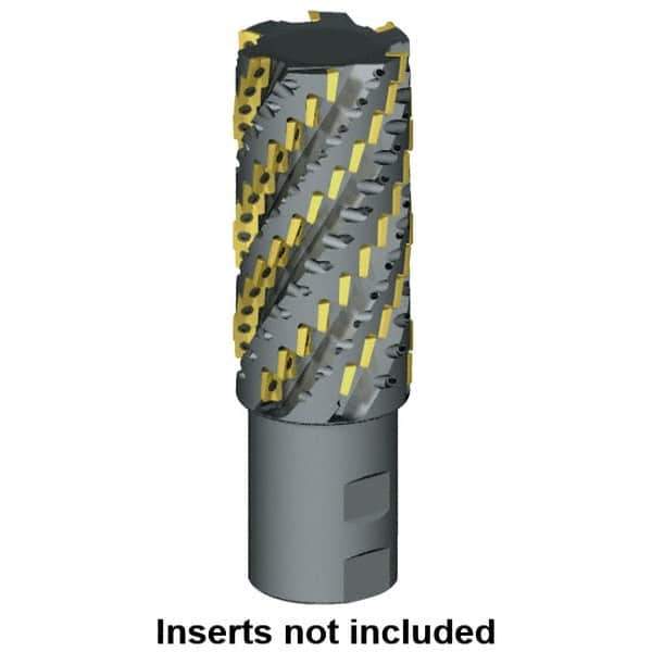 Kennametal - 1-1/2" Cut Diam, 3.37" Max Depth of Cut, 2" Shank Diam, 7-1/2" OAL, Indexable Square Shoulder Helical End Mill - ADCT 2328.., ADCT 1545.., ADKT 2328.., ADKT 1545.. Inserts, Weldon Shank - Apex Tool & Supply