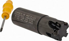 Kennametal - 1-1/4" Cut Diam, 0.357" Max Depth of Cut, 1-1/4" Shank Diam, 4" OAL, Indexable Square Shoulder End Mill - AD.T 1035 Inserts, Weldon Shank, 0° Lead Angle, Through Coolant - Apex Tool & Supply