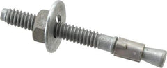 Made in USA - 1/4" Diam, 1/4" Drill, 2-1/4" OAL, 2-7/8" Min Embedment Wedge Expansion Concrete Anchor - Grade 5 Steel, Galvanized Finish, Hex Nut Head, Hex Drive, 1-3/8" Thread Length - Apex Tool & Supply