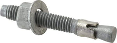 Made in USA - 3/8" Diam, 3/8" Drill, 2-3/4" OAL, 2-7/8" Min Embedment Wedge Expansion Concrete Anchor - Grade 5 Steel, Galvanized Finish, Hex Nut Head, Hex Drive, 1-5/8" Thread Length - Apex Tool & Supply