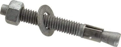 Made in USA - 3/8" Diam, 3/8" Drill, 3" OAL, 3-3/8" Min Embedment Wedge Expansion Concrete Anchor - Grade 5 Steel, Galvanized Finish, Hex Nut Head, Hex Drive, 1-7/8" Thread Length - Apex Tool & Supply