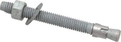 Made in USA - 3/8" Diam, 3/8" Drill, 3-3/4" OAL, 3-3/8" Min Embedment Wedge Expansion Concrete Anchor - Grade 5 Steel, Galvanized Finish, Hex Nut Head, Hex Drive, 2-5/8" Thread Length - Apex Tool & Supply