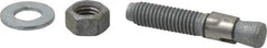 Made in USA - 1/2" Diam, 1/2" Drill, 2-3/4" OAL, 3-3/8" Min Embedment Wedge Expansion Concrete Anchor - Grade 5 Steel, Galvanized Finish, Hex Nut Head, Hex Drive, 1-1/2" Thread Length - Apex Tool & Supply