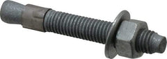 Made in USA - 1/2" Diam, 1/2" Drill, 3-3/4" OAL, 4-5/8" Min Embedment Wedge Expansion Concrete Anchor - Grade 5 Steel, Galvanized Finish, Hex Nut Head, Hex Drive, 2-1/2" Thread Length - Apex Tool & Supply