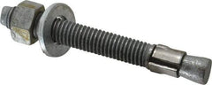 Made in USA - 1/2" Diam, 1/2" Drill, 4-1/4" OAL, 4-5/8" Min Embedment Wedge Expansion Concrete Anchor - Grade 5 Steel, Galvanized Finish, Hex Nut Head, Hex Drive, 3" Thread Length - Apex Tool & Supply