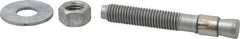 Made in USA - 5/8" Diam, 5/8" Drill, 4-1/2" OAL, Wedge Expansion Concrete Anchor - Grade 5 Steel, Galvanized Finish, Hex Nut Head, Hex Drive, 2-5/8" Thread Length - Apex Tool & Supply