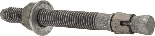 Made in USA - 5/8" Diam, 5/8" Drill, 6" OAL, Wedge Expansion Concrete Anchor - Grade 5 Steel, Galvanized Finish, Hex Nut Head, Hex Drive, 4-1/8" Thread Length - Apex Tool & Supply