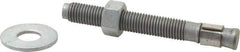 Made in USA - 3/4" Diam, 3/4" Drill, 6-1/4" OAL, 2-1/2" Min Embedment Wedge Expansion Concrete Anchor - Grade 5 Steel, Galvanized Finish, Hex Nut Head, Hex Drive, 4-1/4" Thread Length - Apex Tool & Supply