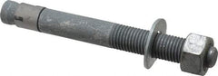 Made in USA - 1" Diam, 1" Drill, 9" OAL, 1-1/8" Min Embedment Wedge Expansion Concrete Anchor - Grade 5 Steel, Galvanized Finish, Hex Nut Head, Hex Drive, 4" Thread Length - Apex Tool & Supply