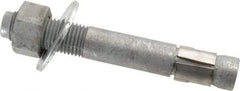 Made in USA - 1-1/4" Diam, 1-1/4" Drill, 9" OAL, Wedge Expansion Concrete Anchor - Grade 5 Steel, Galvanized Finish, Hex Nut Head, Hex Drive, 3-1/4" Thread Length - Apex Tool & Supply