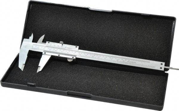 Value Collection - 0 to 6" Carbon Steel Vernier Caliper - 0.02mm Graduation, 1.5748" Jaw Depth, 0.0012" Accuracy, Includes Depth, Inside Diameter, Outside Diameter, Step - Apex Tool & Supply
