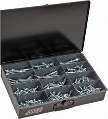 Value Collection - 290 Piece, 1/4 to 1/2" Screw, Steel Anchor Assortment - Zinc Plated, 1-3/4 to 5-1/2" Long - Apex Tool & Supply