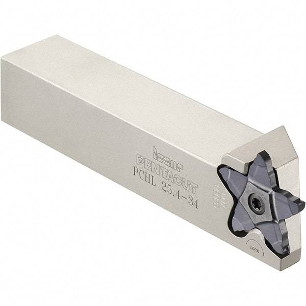 Iscar - External Thread, 0.3937" Max Depth of Cut, 1.5mm Min Groove Width, 5" OAL, Left Hand Indexable Grooving Cutoff Toolholder - 3/4" Shank Height x 3/4" Shank Width, PENTA 34.. Insert Style, PCH Toolholder Style, Series PentaCut - Apex Tool & Supply