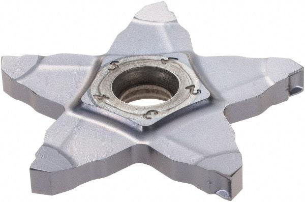 Iscar - PENTA34N318 IC908 Grade, 0.1252" Cutting Width, Carbide Cutoff Insert - Neutral Lead Angle, 0.0079" Cnr Rad, TiAlN Coated - Apex Tool & Supply