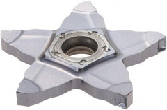 Iscar - PENTA34N318 IC908 Grade, 0.1252" Cutting Width, Carbide Cutoff Insert - Neutral Lead Angle, 0.0079" Cnr Rad, TiAlN Coated - Apex Tool & Supply